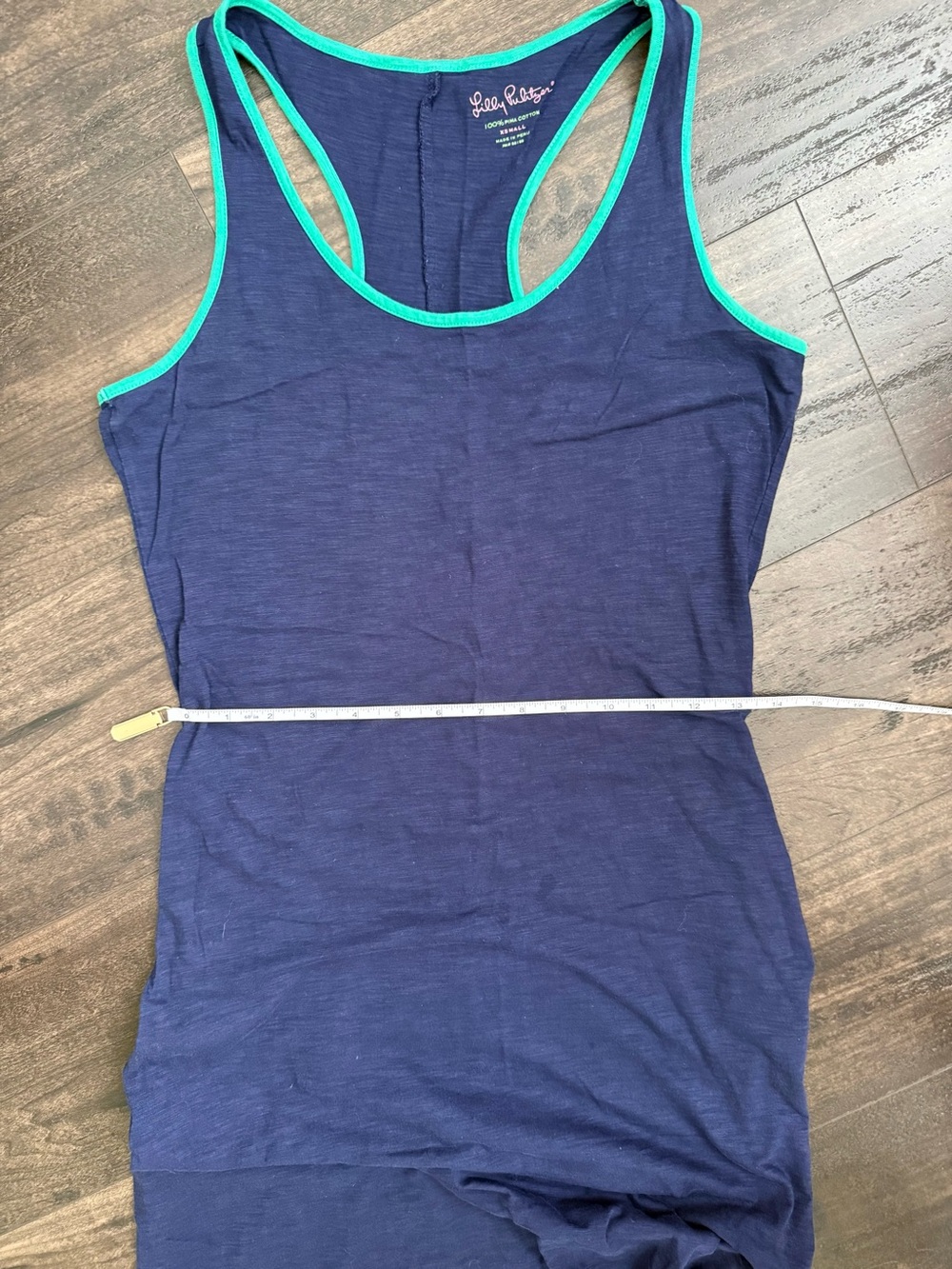 Lilly Pulitzer Treena Pima Cotton Racerback Maxi Dress Navy Green Trim XS Resort - Picture 7 of 9